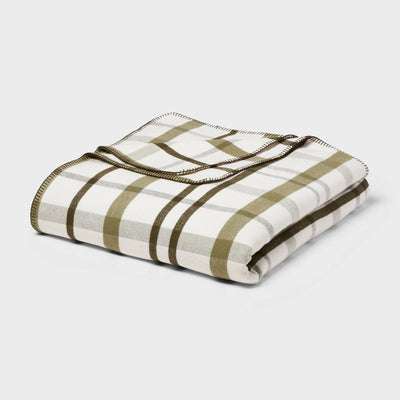 Open Box - King Brushed Cotton Blanket Green Plaid - Threshold™