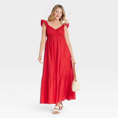 New - Women's Flutter Cap Sleeve Maxi A-Line Dress - Universal Thread Universal ThreadBullseye Deals