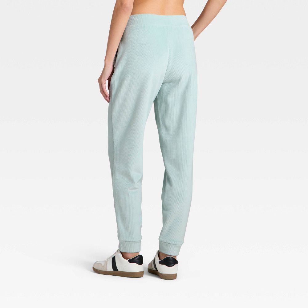 New - Women's Velour Ribbed Jogger Sweatpants - All In Motion™ Light Blue M