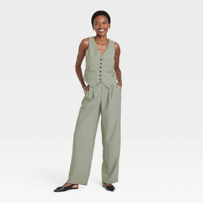 New - A New Day Women's High Rise Regular Fit Pleat-Front Lightweight A New DayBullseye Deals