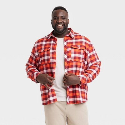 New - All In Motion Men's Button Up Flannel Shirt Moisture Wicking Quick Drying All in MotionBullseye Deals
