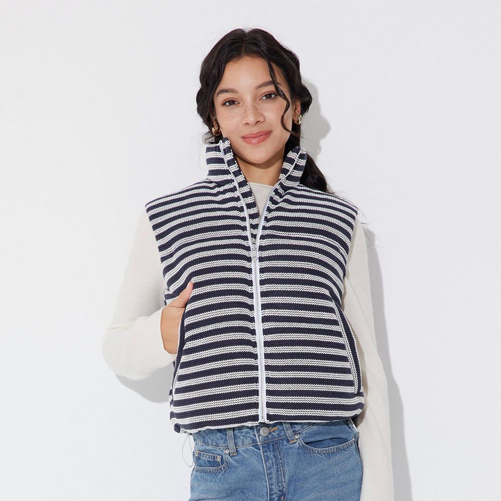 New - Women's Knit Vest - Wild Fable™ Navy Blue Striped S