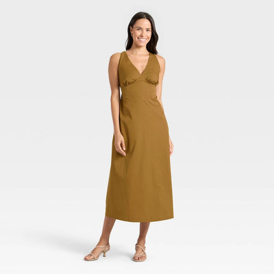 New - Women's Open Back Maxi Dress - A New Day™ Brown XS