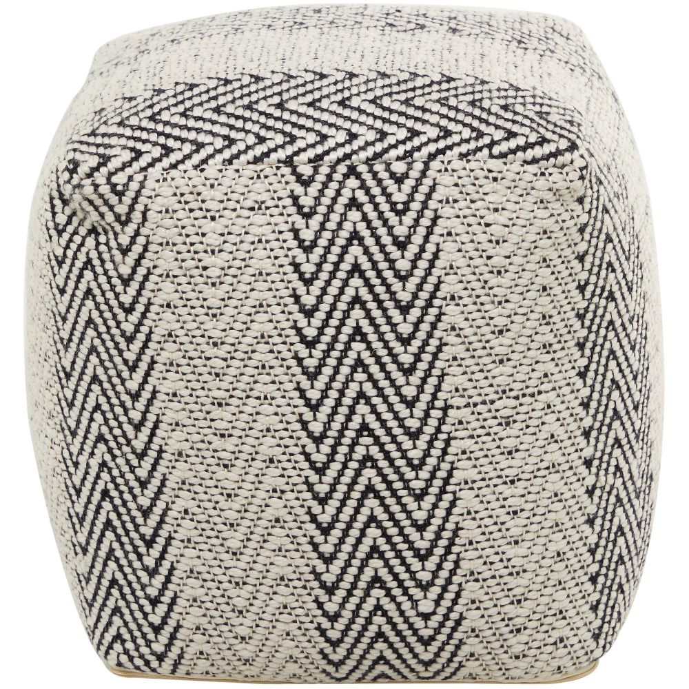 Open Box - Bohemian Indoor/Outdoor Fabric Pouf Zig Zag - Olivia & May: No Assembly, Comfort Seating