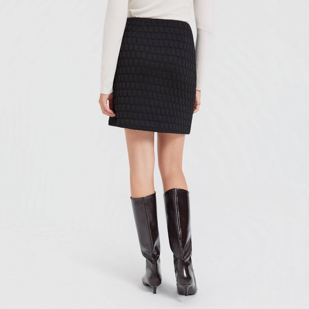 New - Women's Quilted Mini A-Line Skirt - A New Day™ Black 16