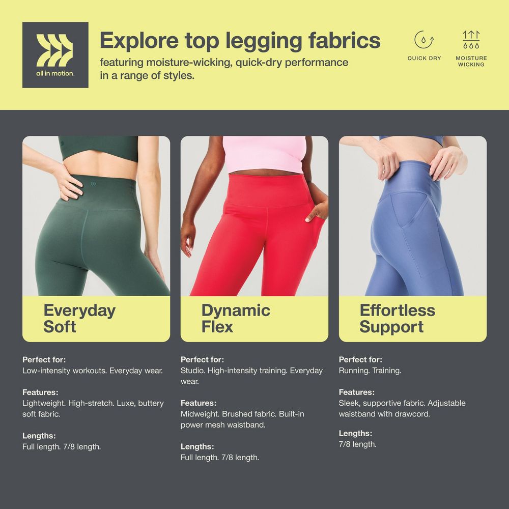 New - Women's Everyday Soft Ultra High-Rise 7/8 Leggings - All In Motion™ Navy Blue M: Moisture Wicking, Quick Drying