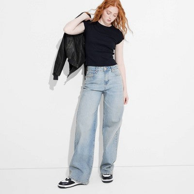 New - Women's High-Rise Wide Leg Baggy Jeans - Wild Fable Wild FableBullseye Deals
