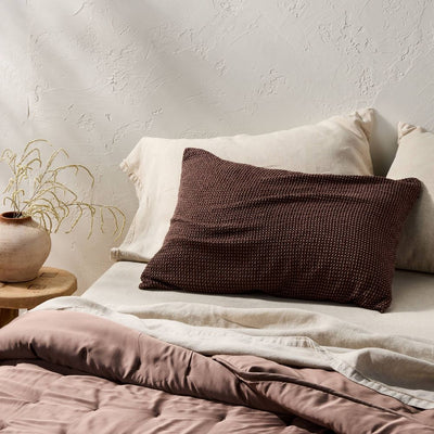 New - King Textured Waffle Pillow Sham Dark Fig - Casaluna™