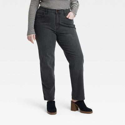Universal Thread Women's High Waisted Straight Cargo Jeans 90's Vintage, Black Universal ThreadBullseye Deals