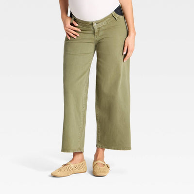 New - Under The Belly Sailor Wide Leg Maternity Jeans - Isabel Maternity by Ingrid & Isabel™ Olive Green 00