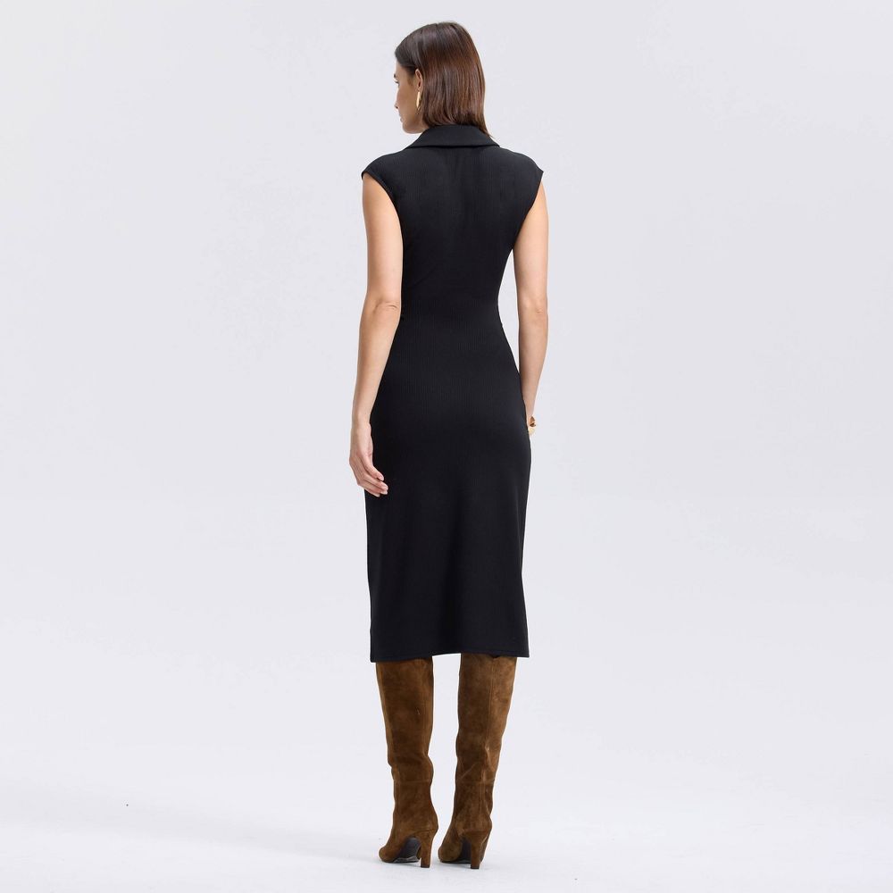 New - Women's Short Sleeve Midi Bodycon Dress - A New Day™ Black M