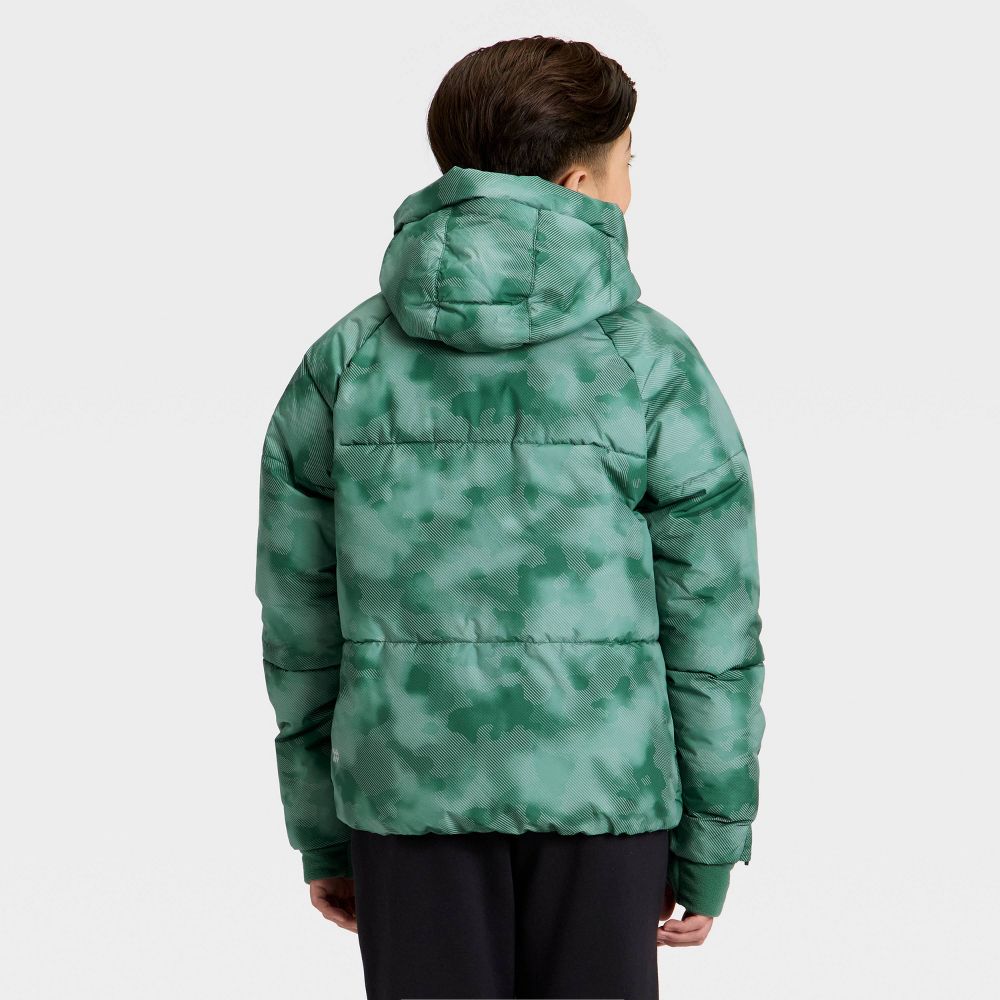 Open Box - Boys' Puffer Hooded Jacket - All In Motion™ Green S