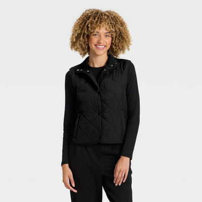 New - Women's Quilted Vest - A New Day™ Black XS