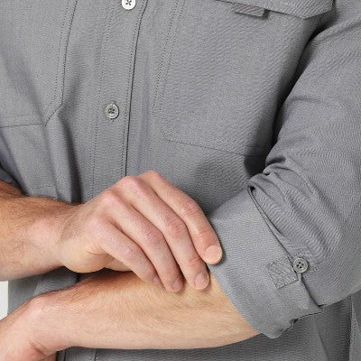 Wrangler Men's Utility Shirt Long Basic Adjustable Sleeves Hidden Zip WranglerBullseye Deals