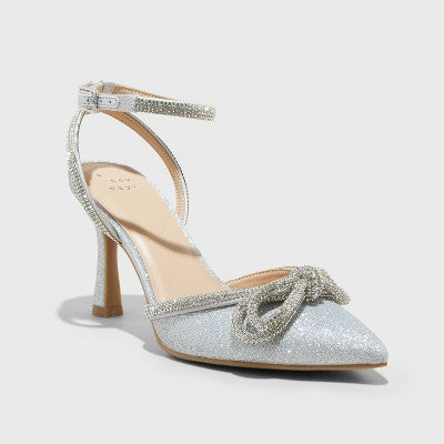 New - A New Day Women's Stiletto High Heel Pumps Ankle Strap Memory Foam Bow Accent A New DayBullseye Deals
