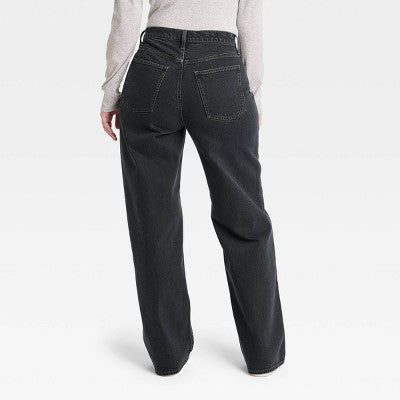 New - Universal Thread Women's High Waisted Wide Leg Cropped High-Rise Jeans, Black Universal ThreadBullseye Deals