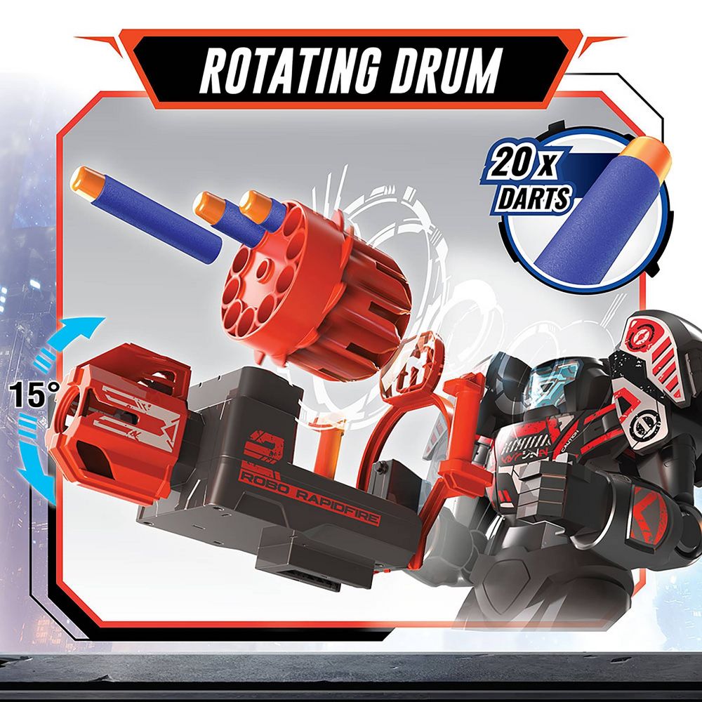 New - ROBO RAPIDFIRE Silverlit 2-in-1 Remote Control Blasting Robot with Rechargeable Battery, Lights, Sounds and Soft Dart Blaster