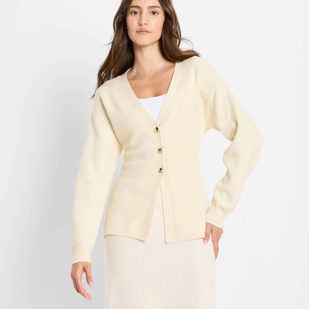 New - Women's Nipped Waist Cardigan - Future Collective Cream XS