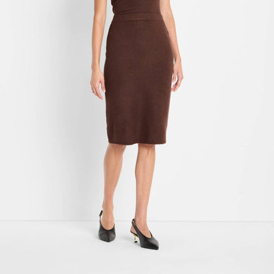 New - Women's Textured Midi Sweater Skirt - Future Collective Dark Brown L