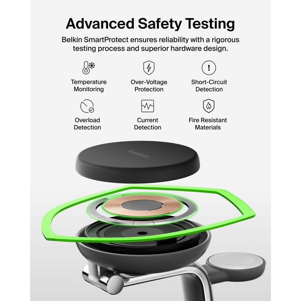 New - Belkin 25W Qi2 Wireless 3-in-1 Stand - Charcoal Gray