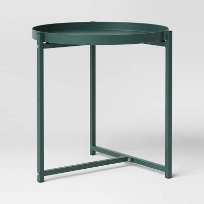 Open Box - Room Essentials Outdoor Steel Round Side Table Tray Top End Side Table Room EssentialsBullseye Deals