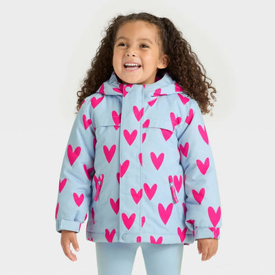 New - Toddler Girls' Hearts 3-in-1 Snowplay Jacket - Cat & Jack™ Light Blue 12M