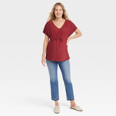 Isabel Maternity By Ingrid & Isabel Crinkled Shirt Flounce Double Deep V Ties Isabel Maternity by Ingrid & IsabelBullseye Deals