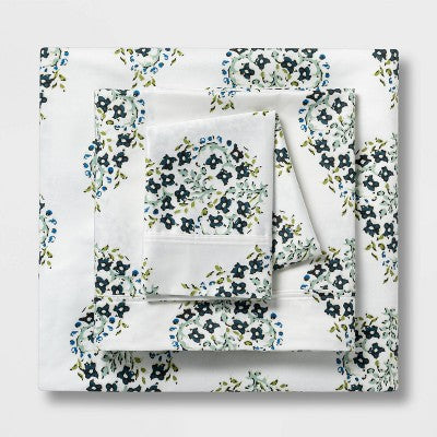 New - Threshold 400 Thread Count Cotton Sateen 4-Piece Sheet Set Deep Pocket ThresholdBullseye Deals