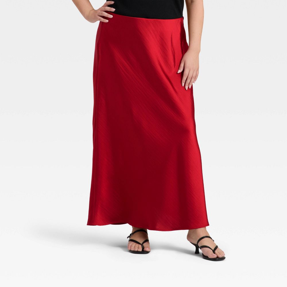New - Women's Maxi Slip A-Line Skirt - A New Day™ Red 4X