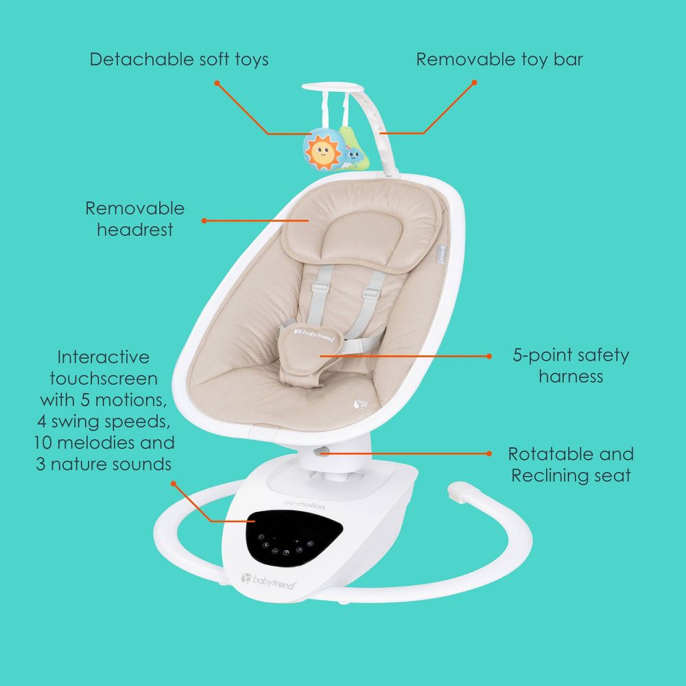 New - Baby Trend NuMotion Infinity Swing - Dash Tan