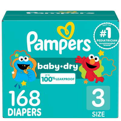 New - Pampers Baby Dry Diapers Pack Size 3 - 168ct