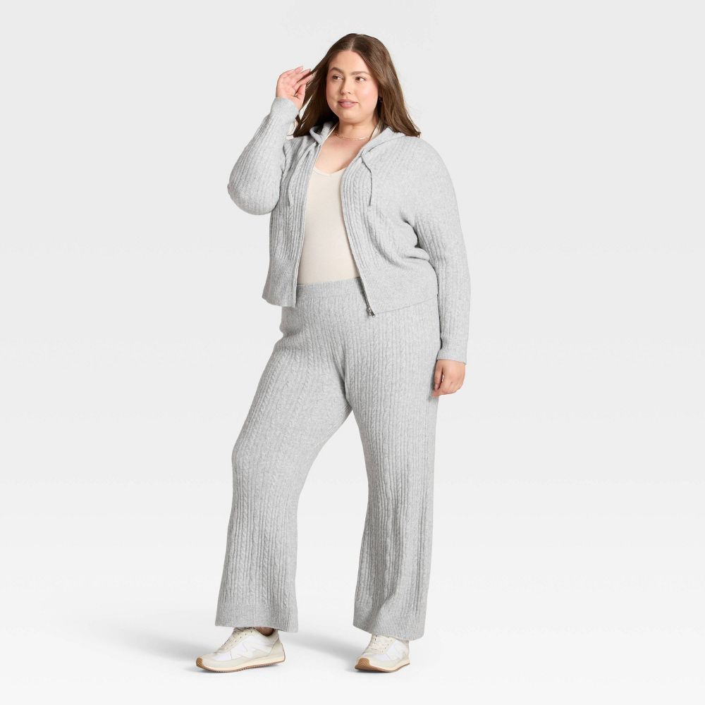 New - Women's High-Rise Wide Leg Ankle Sweater Pull-On Pants - Universal Thread™ Gray XXL