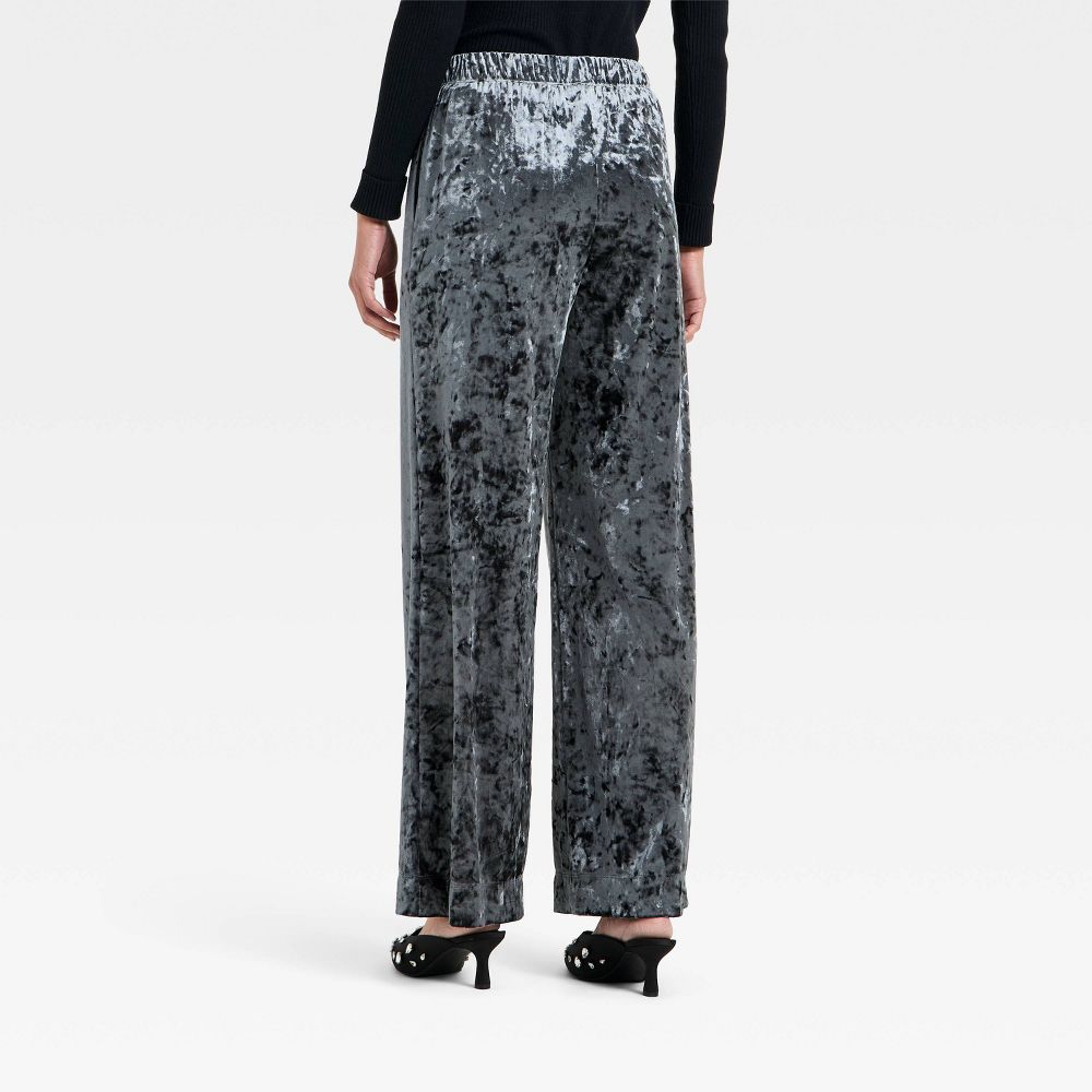 New - Women's Crushed Velour Pull-On Pants - A New Day™ Black XL