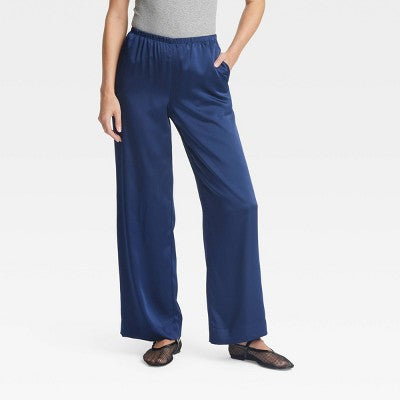 New - Women's Mid-Rise Satin Pull-On Pants - A New Day A New DayBullseye Deals