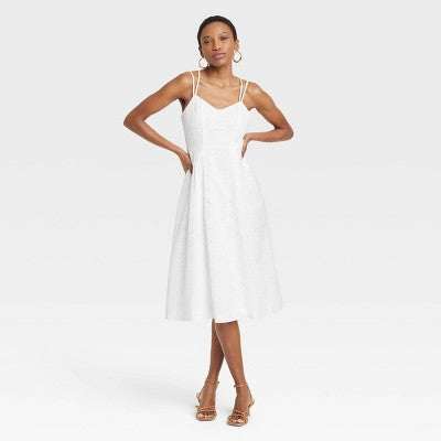 New - A New Day Women's Eyelet Casual Summer Dress Midi Sundress A New DayBullseye Deals