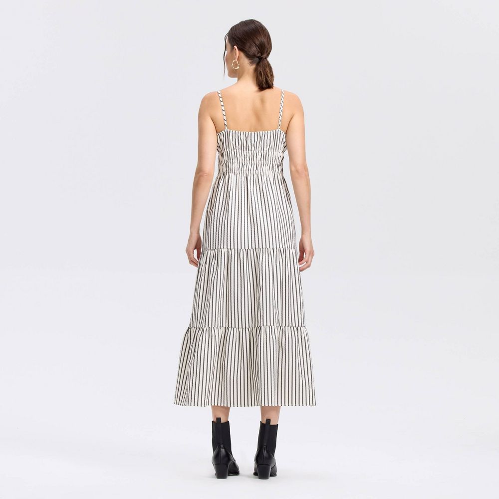 New - Women's Midi A-Line Dress - Universal Thread™ White/Black Striped XL