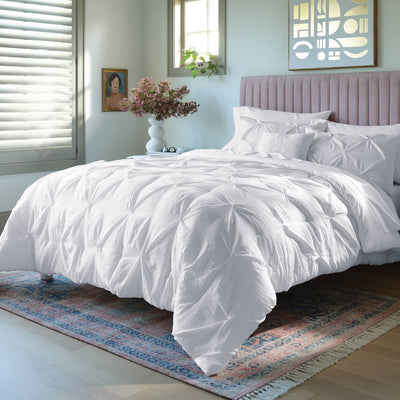 New - 8pc King Pinch Pleat Comforter and Sheet Set White - Threshold™
