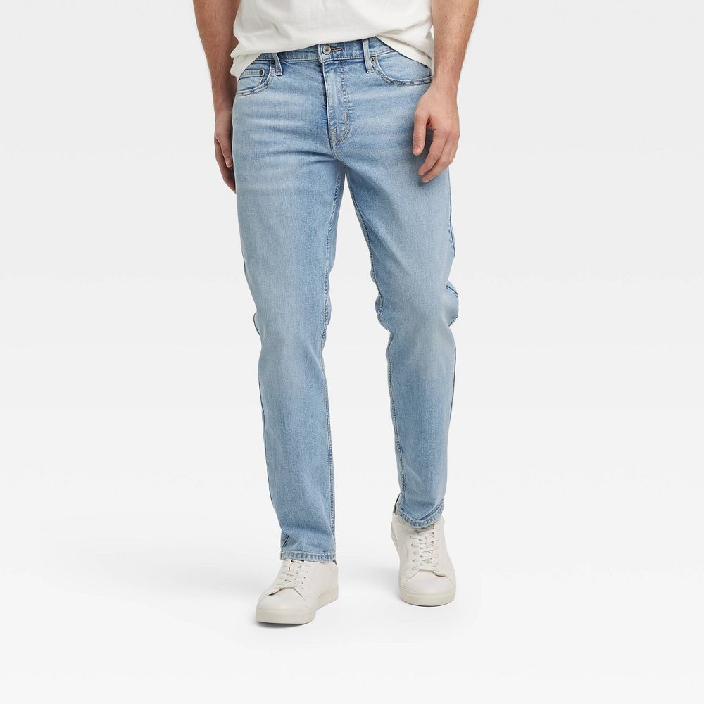 New - Men's Athletic Fit Jeans - Goodfellow & Co™ Light Indigo 42x34: Mid Rise, Denim, Straight Leg, Stretch