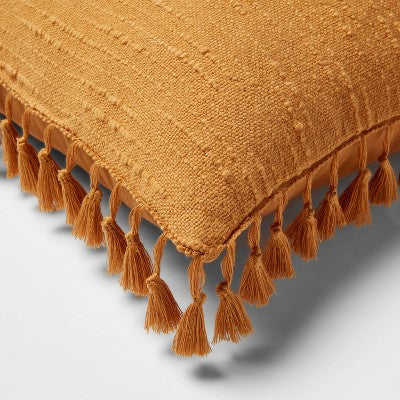 New - Threshold Euro Textured Slub Tassel Pillow 24x24 Tassels OEKO-TEX Certified ThresholdBullseye Deals