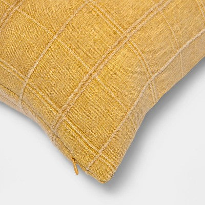New - Oversized Woven Washed Windowpane Square Throw Pillow ThresholdBullseye Deals