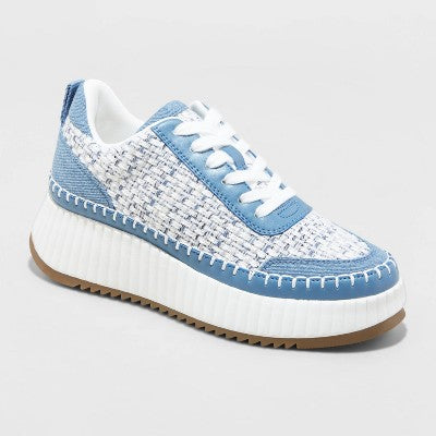 Open Box - Universal Thread Women's Low Top Lace-Up Sneakers Memory Foam Insole Woven Universal ThreadBullseye Deals