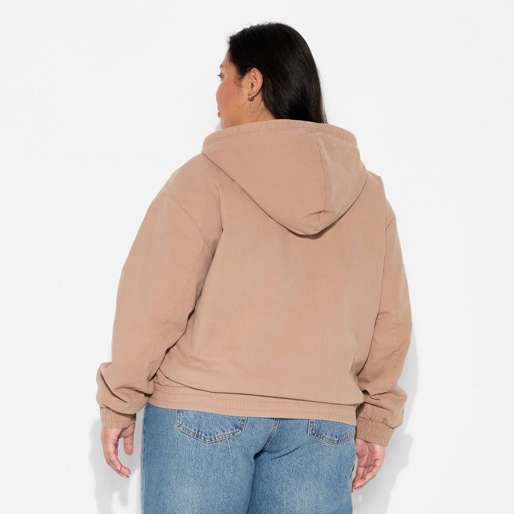 New - Women's Canvas Hooded Utility Jacket - Wild Fable™ Brown XXL