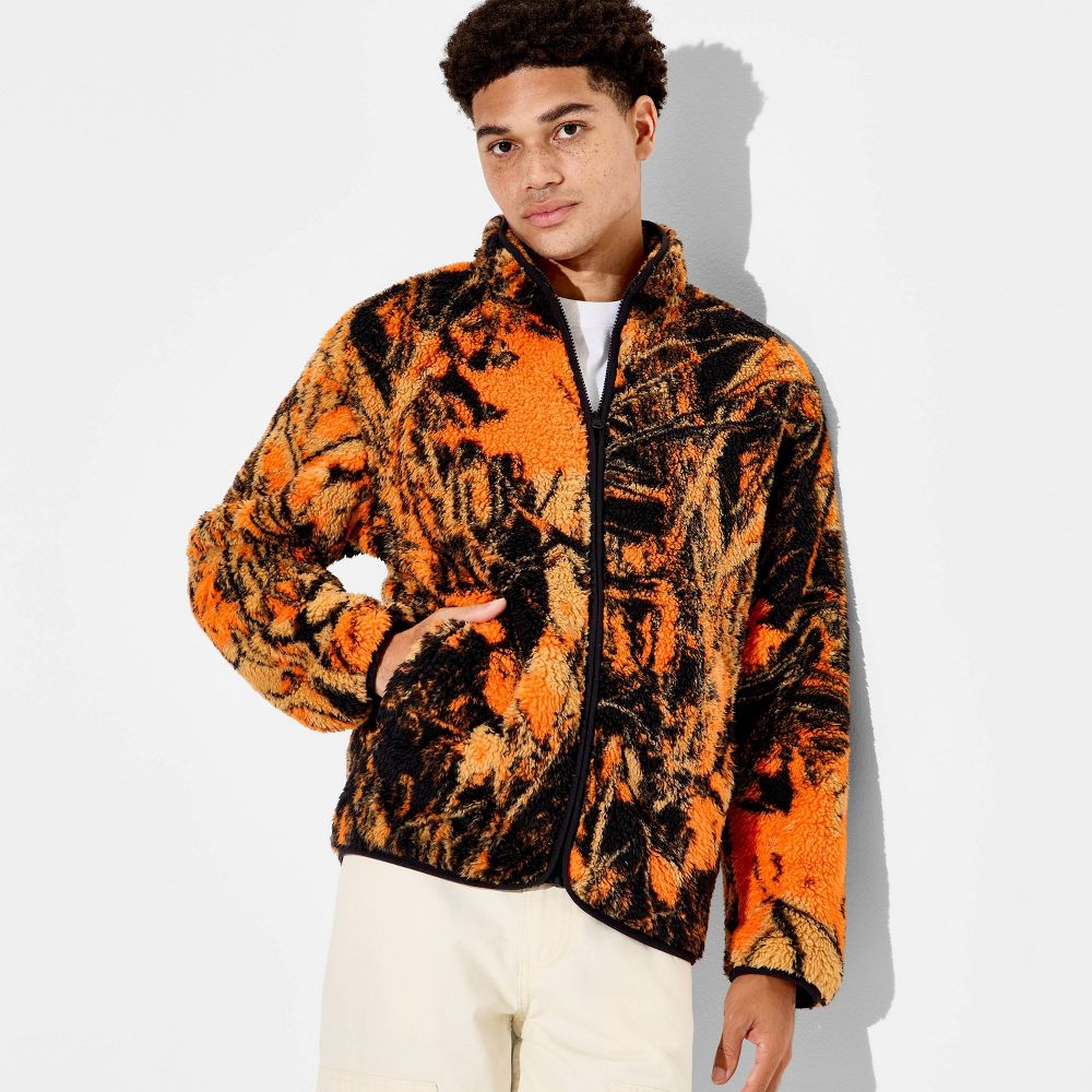 New - Men's Plaid High Pile Fleece Shirt - Original Use™ Orange Camo L