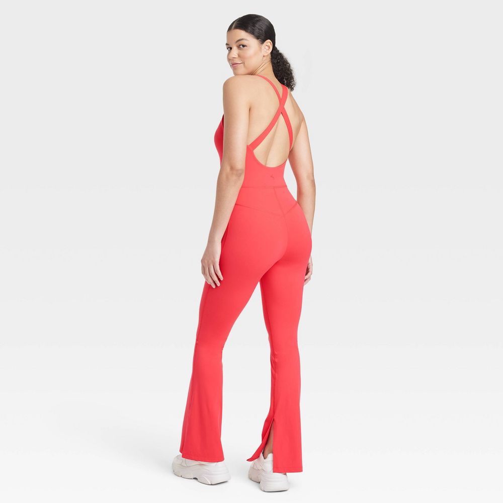 Open Box - JoyLab Women's High Neck Flare Active Bodysuits Yoga Gym Workout Jumpsuit JoyLabBullseye Deals