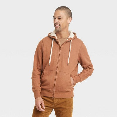 New - Goodfellow & Co Men's Full Zipper Sweatshirts Sherpa-Lined Hood Adjustable Goodfellow & CoBullseye Deals