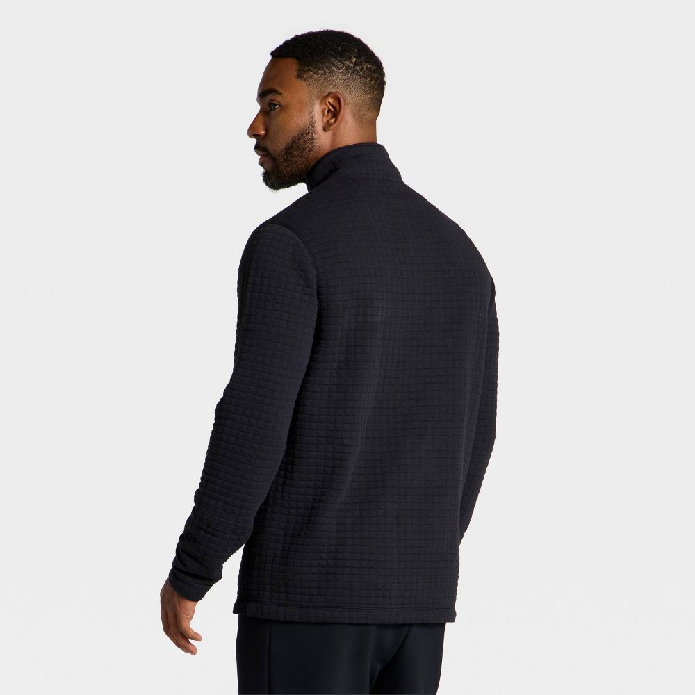 New - Men's Quilted Fleece 1/2 Zip Pullover Sweatshirt - All In Motion™ Black XXL