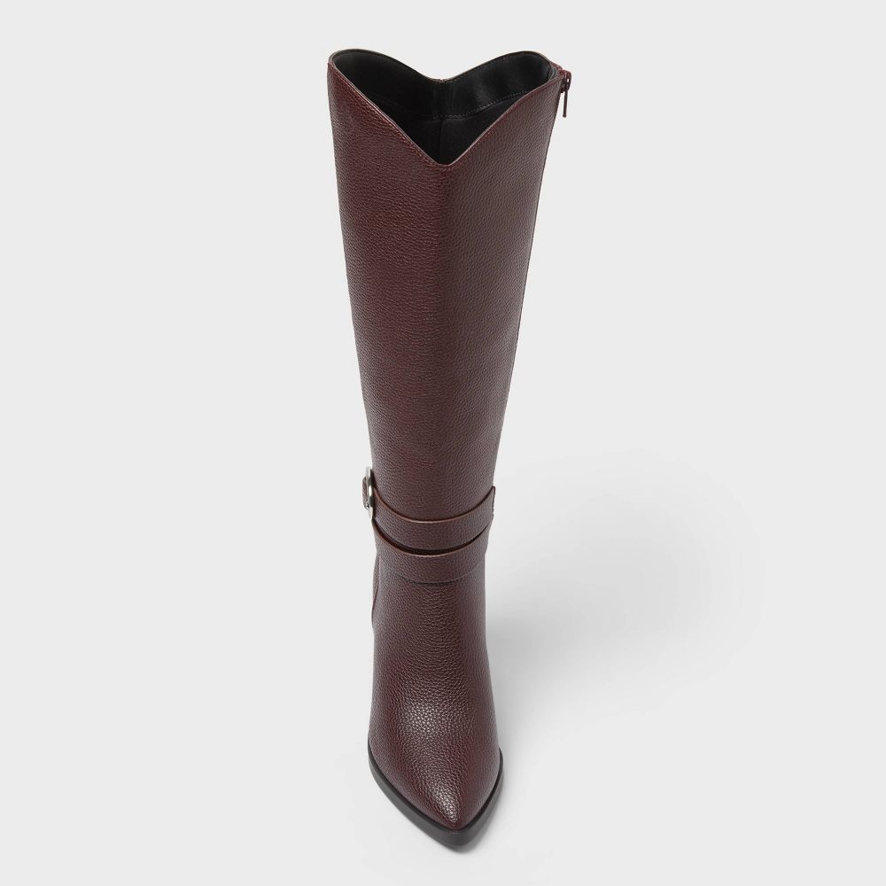 Open Box - Women’s Rhonda Under Knee Heeled Boots with Memory Foam Insole - A New Day™ Burgundy 8