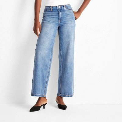 Open Box - Women's Mid-Rise Wide Leg Jeans - Future Collective Future CollectiveBullseye Deals