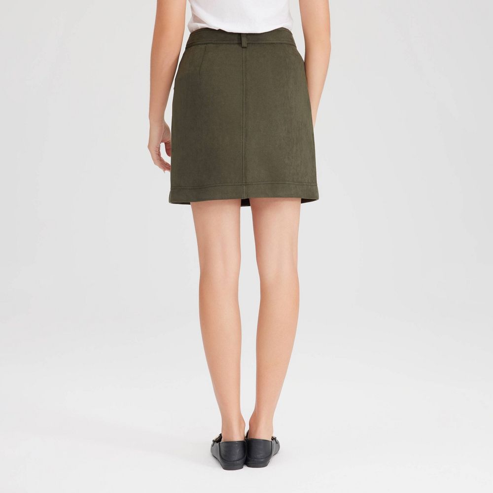 New - Women's Faux Suede Mini A-Line Skirt - Universal Thread™ Green 8