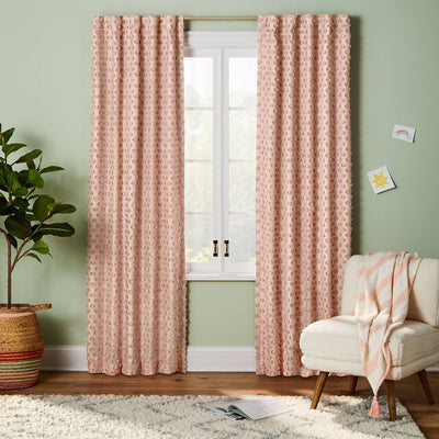 New - 42"W x 84"L Clipped Dotted Kids' Blackout Window Curtain Panel Pink - Pillowfort™